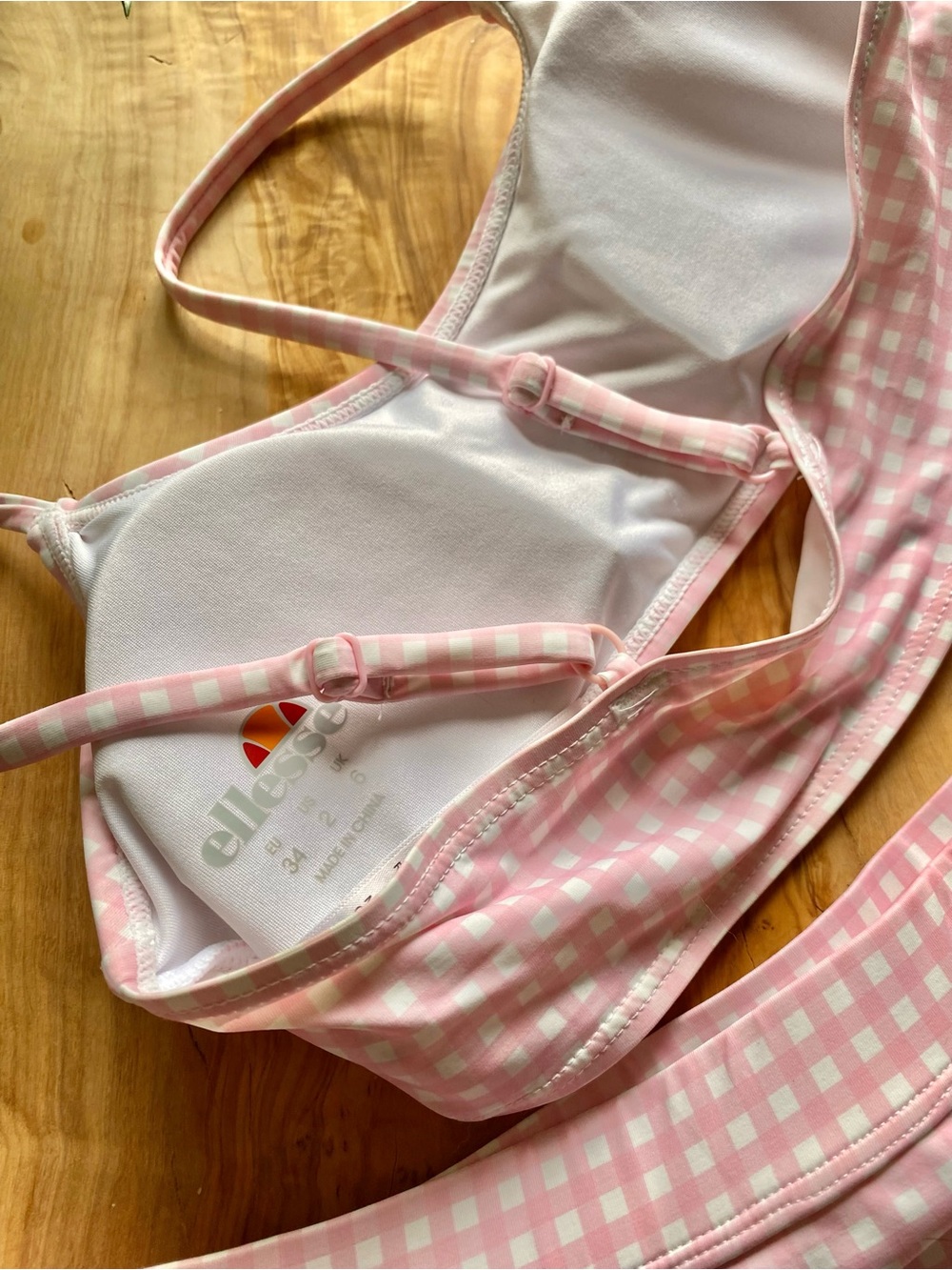 ellesse Pink Gingham Bikini Set Swimsuit - Picture 3 of 9